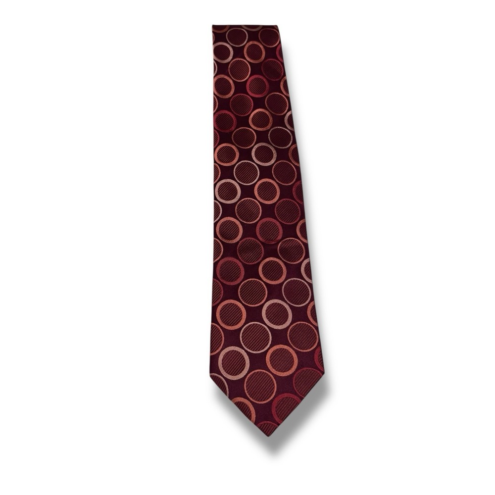 Chereskin Men's 100% Silk Dot Pattern Tie Red‎ Burgundy